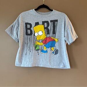 Bart Simpson Crop Graphic Tee Short Sleeve T-shirt S
